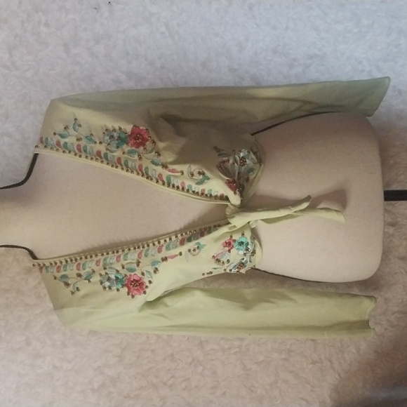 Evie Silk Knit Beaded Tie Front Cardigan size Large - Picture 1 of 8